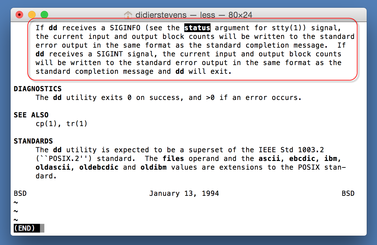 dd progress indicator on OSX